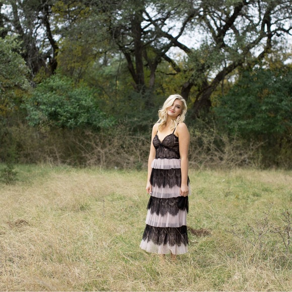 Marchesa Notte Black and Pink Lace Couture Dress - Picture 2 of 10